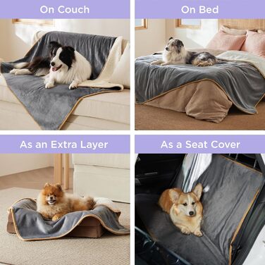 Водонепроникний коврик для собак Lesure, 152x127 см, Sherpa Fleece, для великих собак, сірий, XL