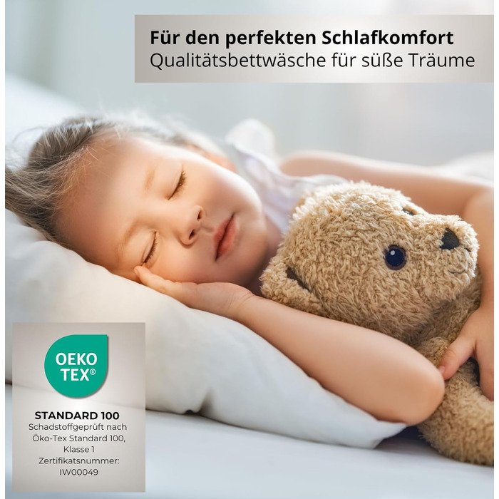 Дитяча постільна бджільня Kinderbettwäsche 100x135 2 шт. | ОekoTex сертифікована, для алергіків | Набір постільної білизни з мусліну Kinderbettwäsche з 1 простирадлом 135x100 та 1 наволочкою 40x60 | (100 см x 135 см, Білий)