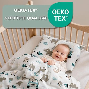 Дитяча постільна білизна для малюків з наволочкою, 100x135 см, бавовна, принт Сафарі