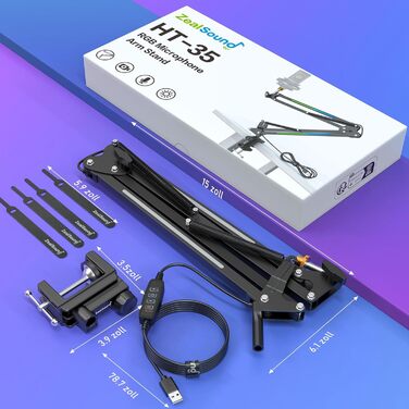 Кріплення для мікрофона ZealSound: регульований кронштейн для HyperX QuadCast/Blue Yeti та ручного мікрофона, з надійною підставкою та адаптером 3/8' - 5/8' – подарунок для геймерів та YouTube-блогерів
