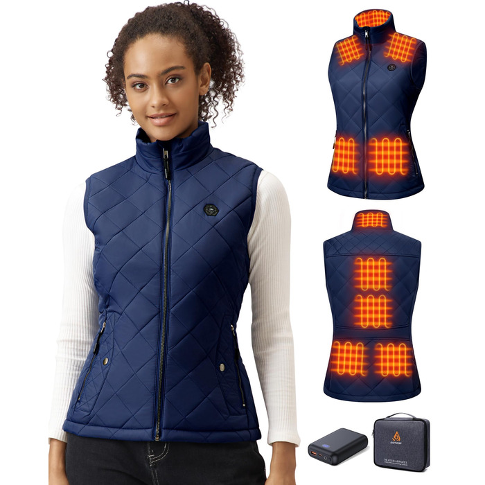 Жіночі грілки Heizwete 16000mAh 7,4V - 9 зон нагріву, 3 режими температури, для активного відпочинку (Синій, M)