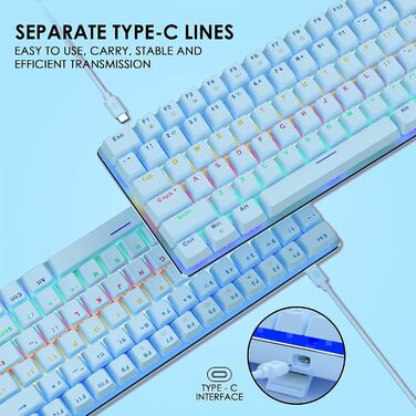 Механічна ігрова клавіатура AK33 TKL 80% з синіми перемикачами, RGB-підсвічуванням та мишею, 2500 DPI, 82 клавіші, для ігор та офісу