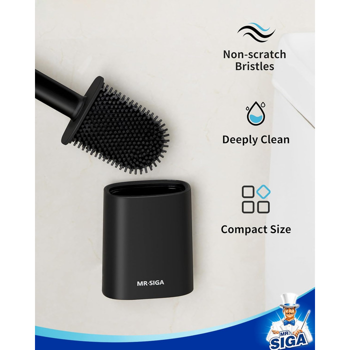 Набір для чищення унітазу Mr.SlGA з тримачем, настінний, компактний, білий, 2 шт. (чорний)