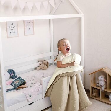 Бетліня для дітей Lulumoon з мусліну 100x135: комплект простирадла 100x135 + наволочка 40x60 см з бавовни Oeko-TEX Standard – легка та комфортна постільна білизна для малюків (Крем-Мокко, 100x135 см + 40x60 см)