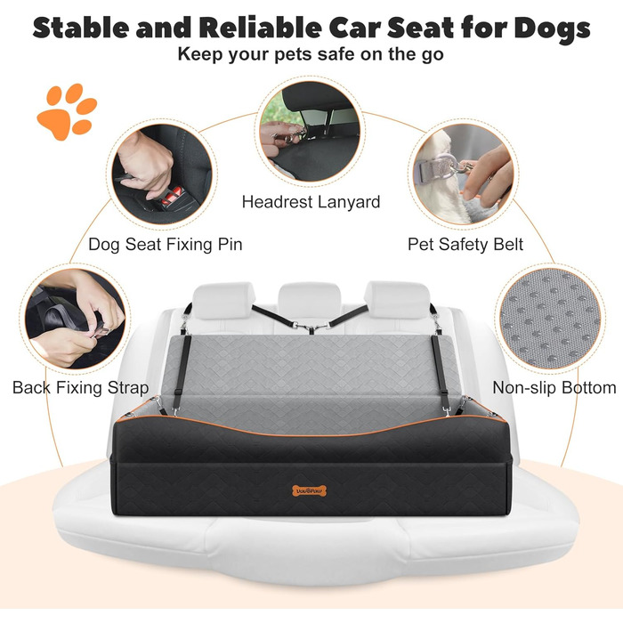 Автокрісло для собак - чорний/сірий, L - для собак вагою до 25 кг