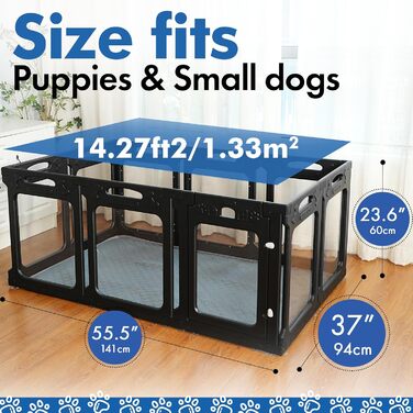Клітка для собак, прозора, з дверцятами, 61 см, 12 панелей, зменшує тривожність, для цуценят та маленьких собак, біла (чорна, 61 см, 142,2 x 94 см)
