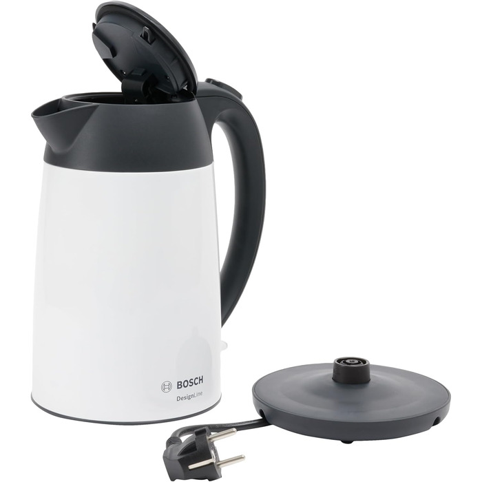 Електричний чайник Bosch DesignLine TWK3P424, 1.7 л, 2400 Вт, червоний (білий), бездротовий, з індикатором рівня води та захистом від перегріву