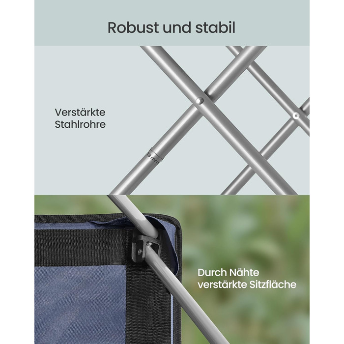 Кемпінговий стілець SONGMICS, розкладний, широкий, з високою спинкою, синій/сірий (GCB005BH0)