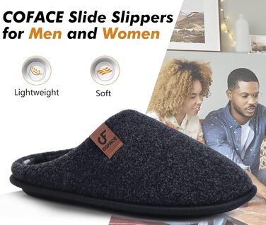 Чоловічі домашні тапочки COFACE з фетру, теплі та зручні, з антиковзною гумовою підошвою, для дому та вулиці, розмір 40-49, чорний, 46 EU