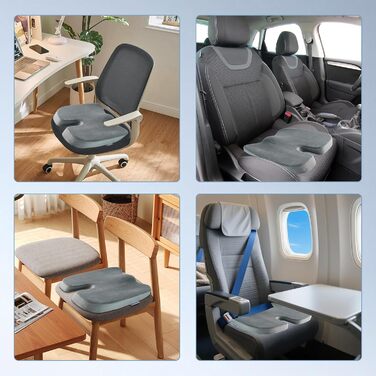 Подушка для попереку та сидіння Egret з Memory Foam для офісного крісла та авто, сіра. Підтримка спини, корекція постави, зняття болю.
