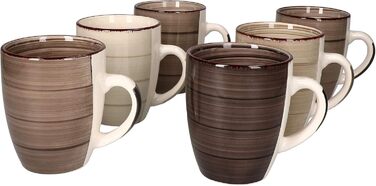 Набір кавових чашок MamboCat Grey (6 шт) – сірий керамічний набір, великий об'єм 350 мл, з візерунком 