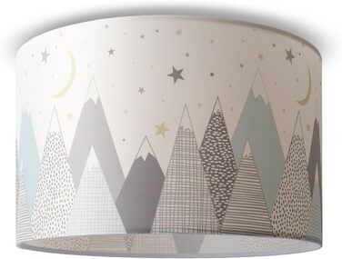Paco Home Pendant Light for Children's Room, Ceiling Lamp, Chandelier, Baby Room Pendant Light, Various Motives, Boys and Girls, E27, Color: Design 6 (Ø45.5 cm), Light Type___Color: - White (Mountains, Ceiling Light)
