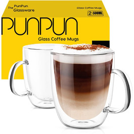 Набір склянок для кави та шнапсу 2 шт., подвійні стінки, ізольовані, 250 мл, 500 мл (загальний об'єм)