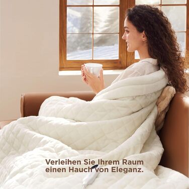 Електрична ковдра BEDSURE з автовимкненням, 130x180 см, сіра. 6 режимів нагріву, таймер 10 годин. Ідеальний подарунок для жінок та мами.