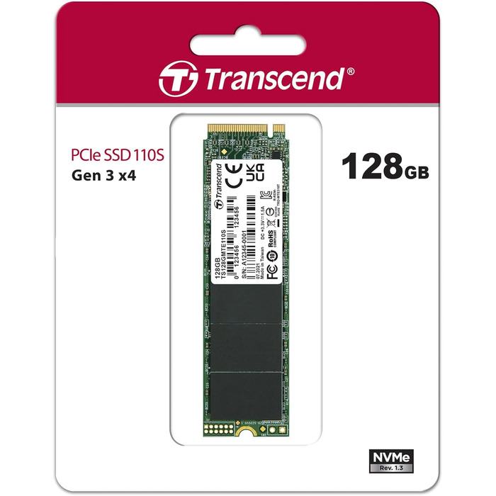 SSD накопичувач Transcend B MTE110S 128GB NVMe PCIe Gen3 x4 M.2 2280 3D TLC NAND