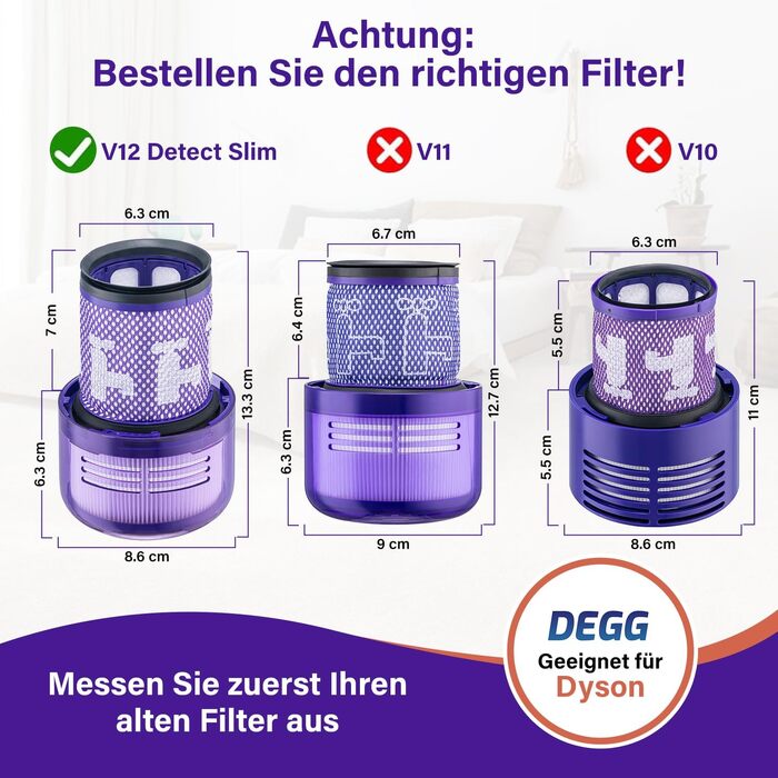 Фільтр HEPA для пилососа Dyson V11, V12, V15 від DEGG, комплект 2 шт.