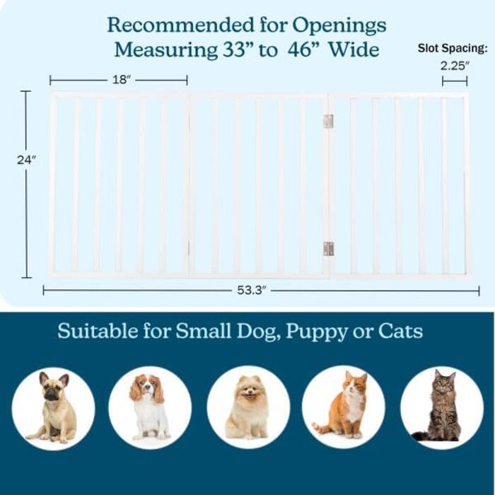 Ворота для собак PETMAKER – дерев'яні, розкладні, аккордеон, 61 см, білі
