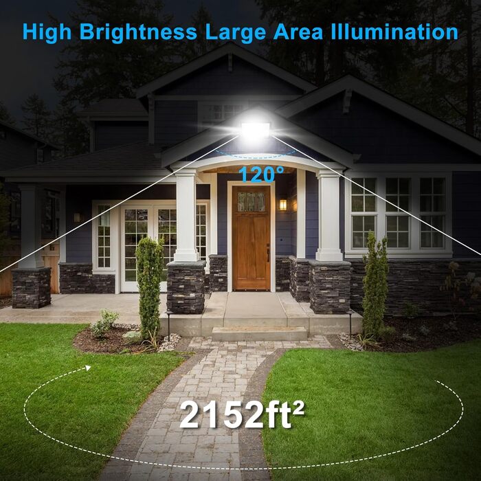 NATPOW LED Flood Light with Motion Sensor, Outdoor, 100W LED Floodlight with IP66 Waterproof, 6000K Super Bright Spotlight for Garden, Garage, Sports Field, Backyard (2 Pack) (100w-1p)