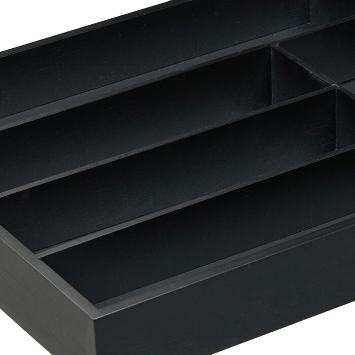 Relaxdays Black Cutlery Box with 5 Compartments