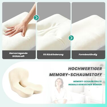 Ортопедична подушка для сидіння Urban Deco з підспинником, ергономічна подушка для спини з Memory Foam, для офісного крісла, автокрісла, інвалідного візка, чорно-сіра, 1 шт.