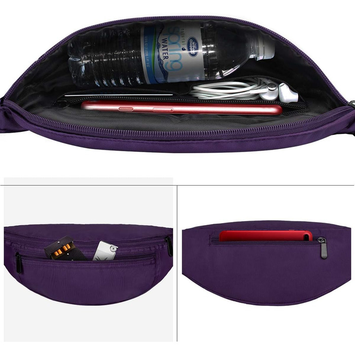 RYACO поясна сумка на пояс для жінок та чоловіків, стильна сумка для телефону, сумка для подорожей, походів, водонепроникна сумка на пояс для бігу, подорожей, спорту та активного відпочинку (фіолетовий)