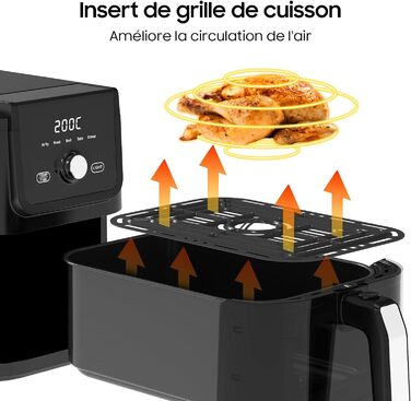 Iceagle Dual Chamber Hot Air Fryer 10L - XXL Hot Air Fryer 2600W, Air Fryer with 2 Baskets, 8 Programs, Oil-Free Hot Air Fryer, Match Cook & Smart Finish Function, including Recipe Book 10L Dual