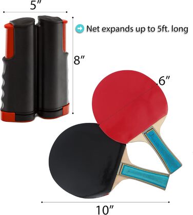 Набір для настільного тенісу Trademark Innovations Anywhere з ракетками та м'ячами (червоний)