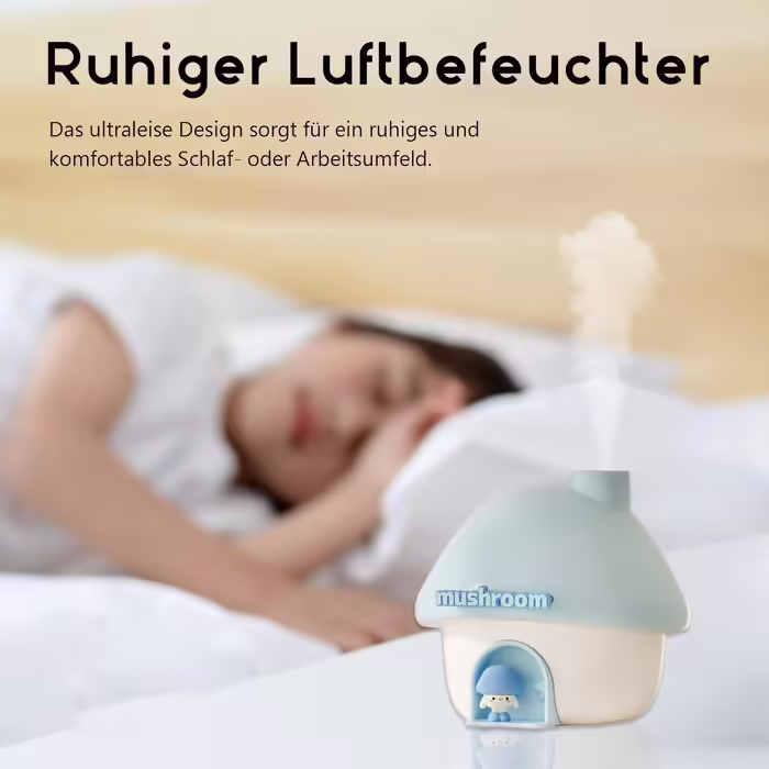 Justup Humidifier, 300ml Cute Mushroom Home Humidifier USB Mini Humidifier with 7 Colors Light, Automatic Shut-Off and Quiet for Office, Bedroom, Car, Desktop (Blue)