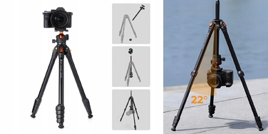 Штатив K&F Concept O235A1 + голова BH-40 + тримач для смартфона, 175 см, чорний