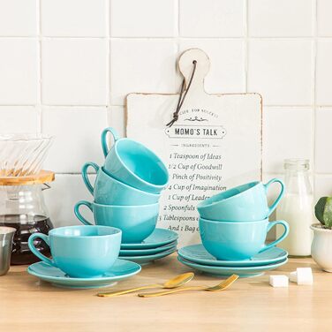 LOVECASA Кавовий сервіз з порцеляни, Sweet, 12-ти частинний (12 чашок з блюдцями), для 6 осіб, 230 мл, білий, VCP-CC13