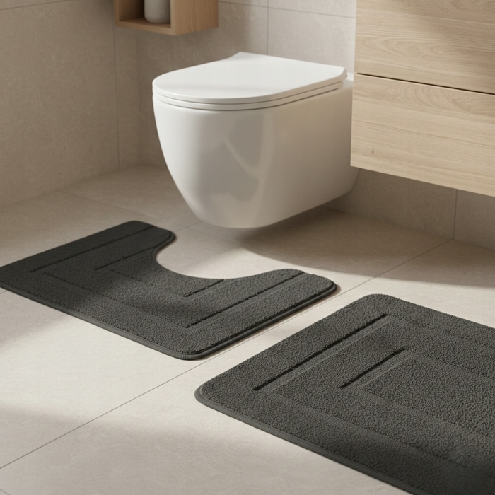 Килимок для ванної кімнати SmartHome, чорний, прямокутний, 50x80 см, з вирізом під унітаз