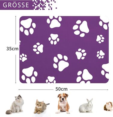 Підкладка під миску для кота JanYoo 50x35 см, вологостійка, неслизька, сіра/фіолетова