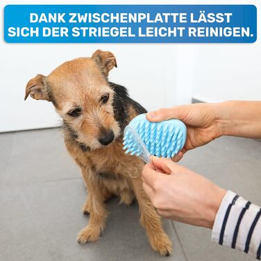 Гумова щітка для миття собак та котів BluePet з масажним ефектом - для короткошерстих порід | Видаляє відмерле волосся, пил та бруд