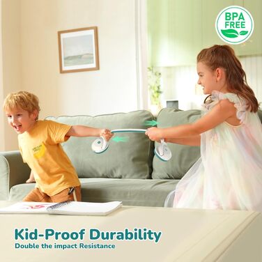 iClever Бездротові навушники з шумозаглушенням для дітей Bluetooth, 60 годин роботи, 80 дBA безпечний рівень гучності, зручна посадка, Bluetooth 5.4, AUX кабель для подорожей, білий/зелений