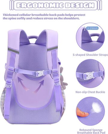Дитячий рюкзак для дівчинки-підлітка, нейлоновий, водонепроникний, легкий, 9-15 років, фіолетовий