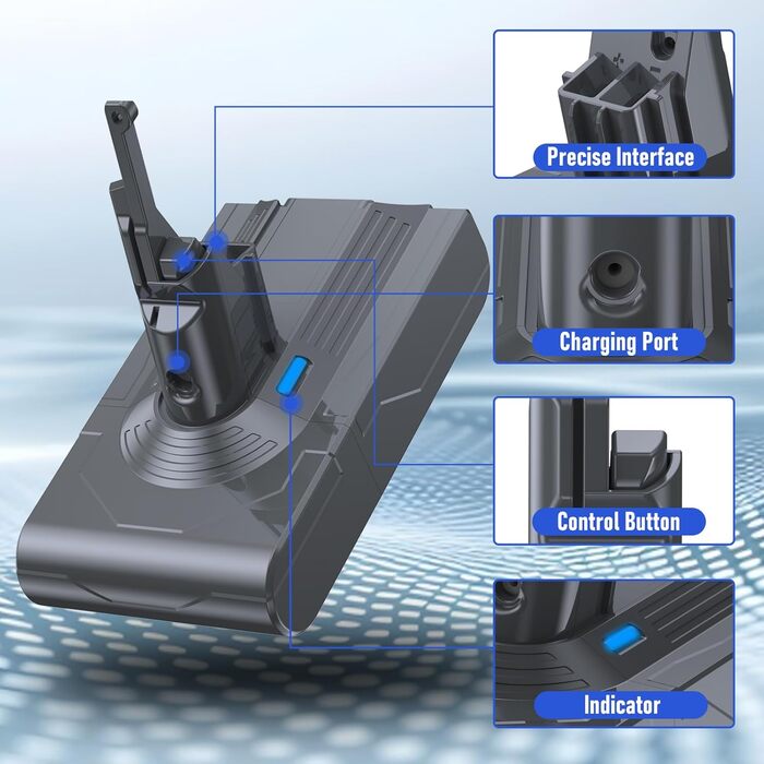 Запасний акумулятор 6.5Ah для пилососів Dyson V8 серії SV10 (V8 Animal, HEPA, Absolute, Fluffy) 6500mAh Li-Ion з фільтром