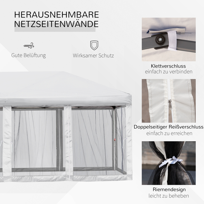 Павільйон Outsunny, розкладний, для саду, Pop-Up, 5,9x2,95x2,5м, сталевий каркас, Oxford-тканина з сіткою, з сумкою для перенесення, кремово-білий, для вечірок та заходів у саду