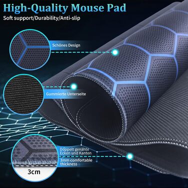 Ігровий килимок для миші Niviy Gaming Mousepad XXL 900x400мм, топографічний принт, синьо-зелений, з 2 підставками для зап'ясть