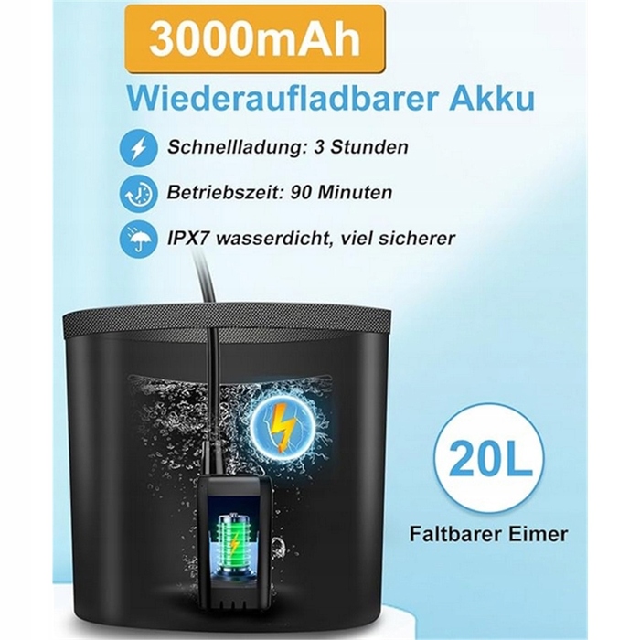 Портативний кемпінговий душ 20 л з LED-дисплеєм та акумулятором 6000 мАг