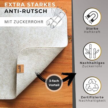 Підкладка на стіл Kontor28® з фетру (Німеччина) 80x37.5 см, сіра. Антиковзка, миється, з переробленого PET-фетру