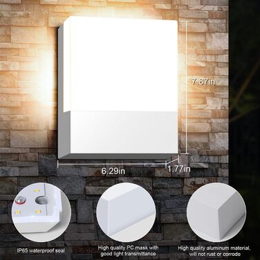 LED вуличні/внутрішні настінні світильники Kingwen 4 шт., 20W, регульований кут розсіювання, тепле біле світло 3000K, IP65, чорний колір