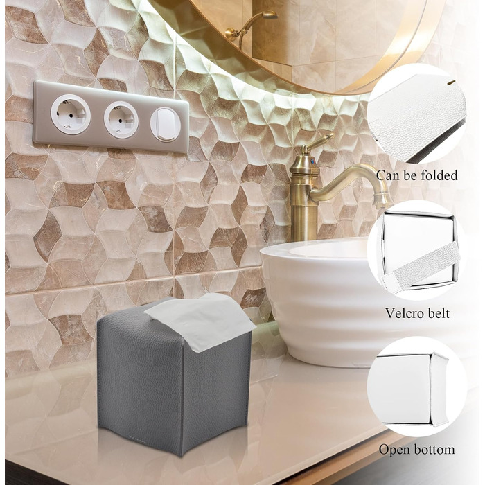 Набір аксесуарів для ванної кімнати, 10 предметів (сірий): сміттєвий контейнер, тримач для зубних щіток, мильниця, дозатор мила, тримач для унітазної щітки, контейнер для ватних паличок, кришка для серветок