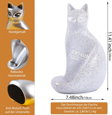 Wine Bottle Holder Organizer for Closet, Cat Sculpture for Tabletop, Countertop, Bar, Bar Cabinet, and Home Decor, Wine Lover Gifts for Women Men, White Wine Rack