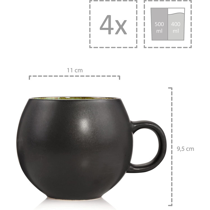 Набір чашок для еспресо Sänger Palm Beach (8 шт.) з блюдцями, 80 мл, кераміка, сучасний дизайн, PREMIUM COLLECTION