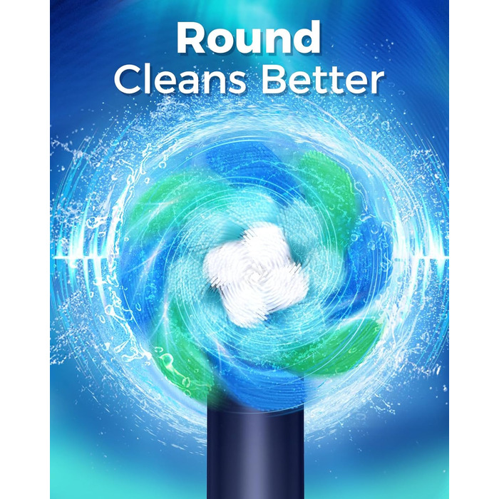 Електрична зубна щітка Rotierende для дорослих з 8 насадками, 4 режими чищення, 60 днів роботи, Smart-таймер 2 хв - професійна електрична зубна щітка (синя)