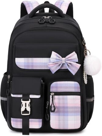 Шкільний рюкзак Tanou для дівчаток, водонепроникний, з візком, 9-16 років, чорний