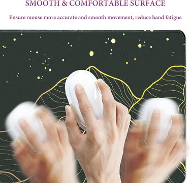 HAUTOCO Килимок для миші ігровий XXL 800x300 мм, чорний, з абстрактним дизайном (Гора та Місяць)