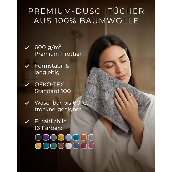 Набір махрових рушників 100% бавовна Oeko-TEX, 70x140 см, 600 г/м², поглинаючі та м'які з петлею для підвішування, зелені, 2 шт.