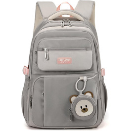 Шкільний рюкзак для дівчинки Makukke, водонепроникний, 5 клас, 30L, великий об'єм, сумка для школи, дитячий рюкзак з брелоком, зелений (сірий)