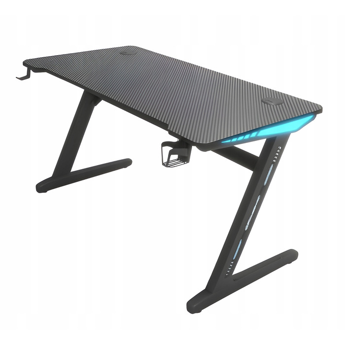 Ігровий комп'ютерний стіл з LED-підсвіткою, сучасний геймерський стіл, 140 см, чорний